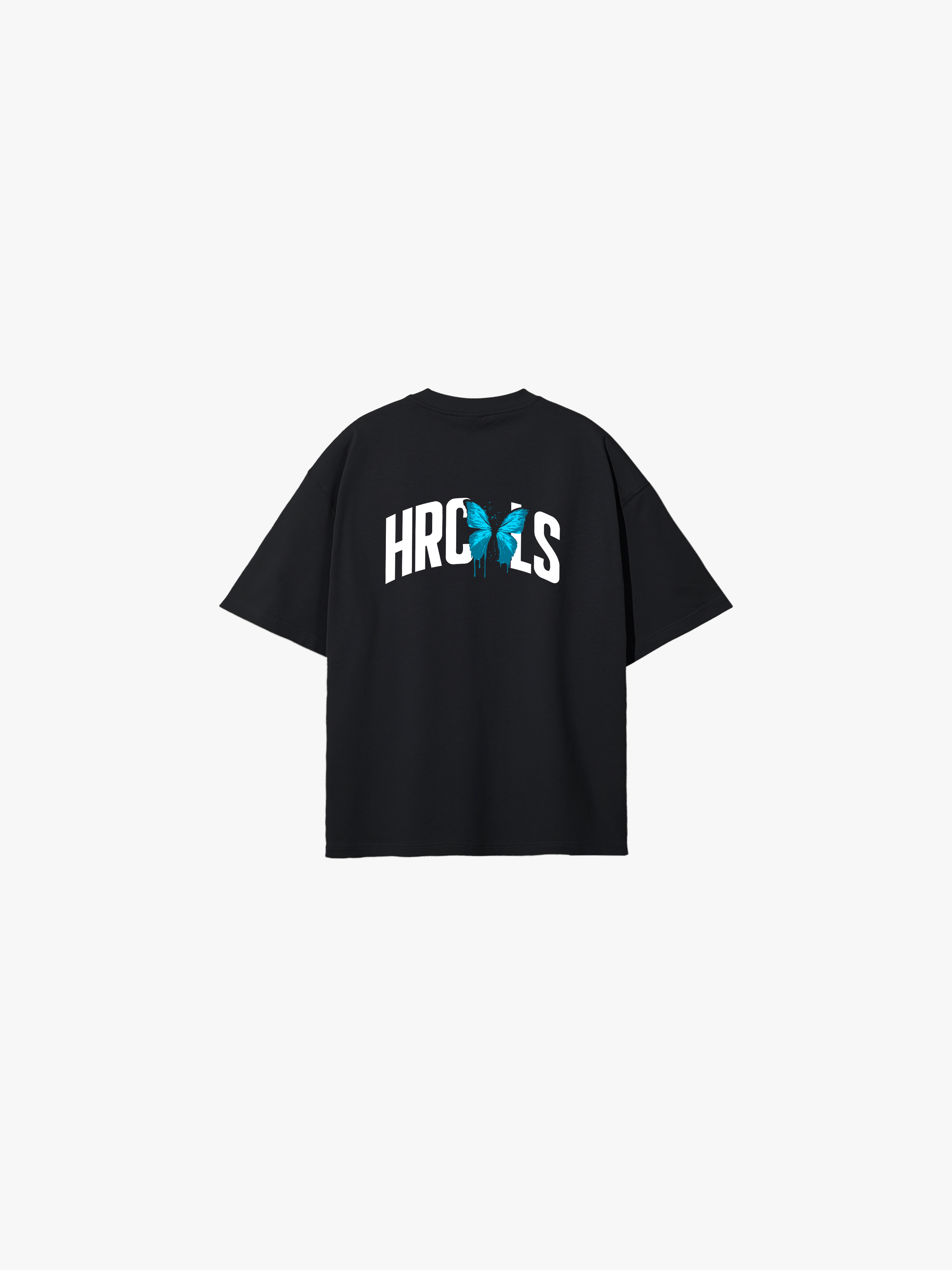 HERCXLES Butterfly Oversized T-Shirt - Black back flat lay